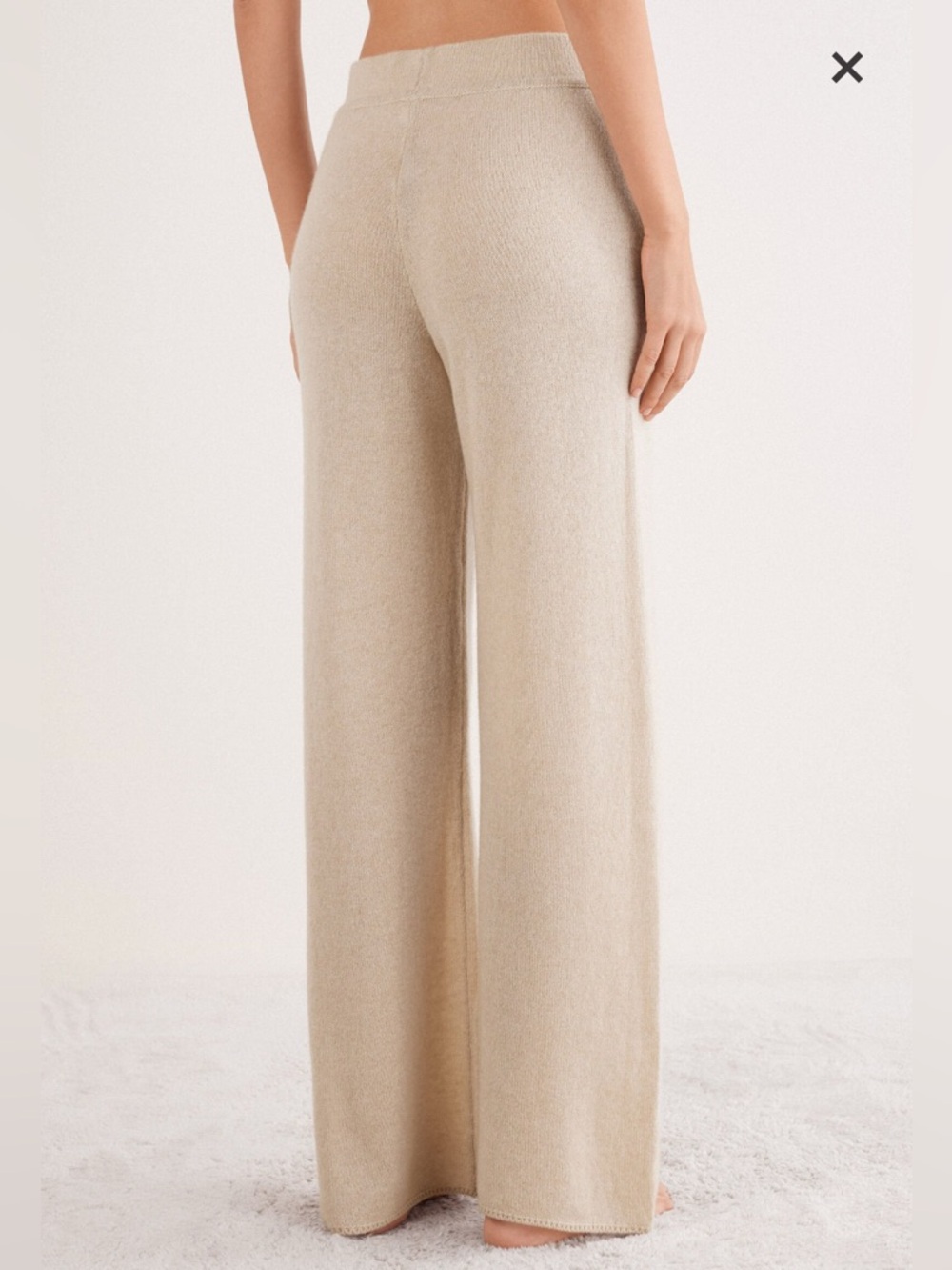 Intimissimi 100% Cashmere Palazzo Pants S Beige Wide Leg Lounge Pants - Picture 2 of 9